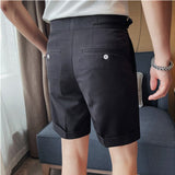 Riolio Summer British Style Business Casual Shorts Men Simple Slim Suit Shorts Knee Length Formal Solid Office Short Pants Homme