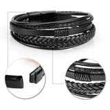 Riolio New Trendy Leather Bracelet for Men Stainless Steel Brown Leather Rope Braided Rope Man Bracelet Jewelry Gift Wholesale