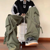 Riolio Green Cargo Pants Men Oversize Zipper Black Cargo Trousers Male Streetwear Hip Hop Pocket Spring Loose Casual Workwear