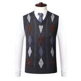 Riolio  Autumn Winter Mens Knitted Sleeveless Jacket Man V-Neck Warm Jumper Knitted Waistcoats Men Wool Pullovers Sweater Vests Clothing
