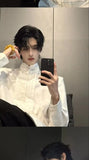 Riolio Spring New Niche Shirt Deconstructed Stand Collar Long-sleeved Shirt Men's Mature Elegant Youth Design Feel Loose Casual Blouse
