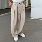 Riolio  Men Wide-legged Suit Pants Luxury High Waist Solid Color Casual Pants Korean Fashion Premium Double Draped Straight Trousers