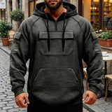 Riolio  Men's Half Zip Raglan Sleeve Hoodie with Arm Pockets Front Utility Pocket Casual Streetwear Sweatshirt with Multiple Colors
