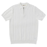Riolio Zipper Knitted Short-sleeved Polo Shirt Men Summer American Retro Commuting Loose Vertical Striped Pit Strip Lapel T-shirt Men