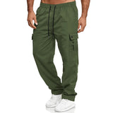 Riolio  Men's Casual Cargo Pants Elastic Waist Drawstring Straight Leg Trousers with Multi Pockets
