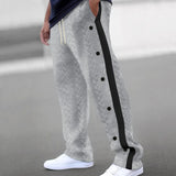 Riolio  New men's textured jacquard single-breasted strips loose large-size casual pants versatile sweatpants
