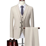 Riolio  M-6XL ( Jacket + Vest + Pants ) Boutique Pure Color Mens Business Formal Suit 3Piece Set and Two-piece Set Groom Wedding Dress