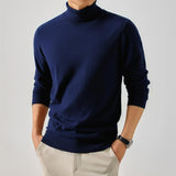 Riolio  Men's Knitted High Collar Long Sve Sweater Autumn Winter Double Flip Casual Comfortable Breathable Pure Color Knitwear