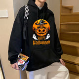 Riolio Happy Halloween Print Sweatshirt Hoodie Casual pumpkin head Men's Woman Top Solid Color Hoodies Sweatshirt Male