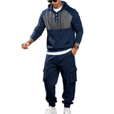 Riolio  Heavy men's velvet light luxury simple fashion hooded embroidered outdoor tooling commuter thermal sweater set