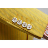 Riolio  New Hot Sale Of The Season Men's Yellow Stripes Casual Two-Piece Suit Korean Style Business Leisure Fashion Polyester Blend R...