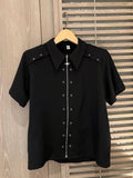 Riolio  American Style High Street Niche Metal Shirt Male Loose Lapel Collar Zipper Solid Color Casual Short Sleeved All-match Shirt
