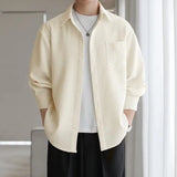 Riolio  Men's Shirt Jacket Thin Casual Versatile Shirt Long Sleeve Loose
