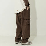Riolio Corduroy Cargo Pants Men Japanese Streetwear Black Cargo Trousers Male Hip Hop Harajuku Brown Loose Vintage Korean