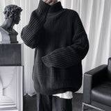 Riolio  Autumn Winter Mens Casual Turtleneck Pullover Men's Long Sleeve Rollneck Sweater Korean Style Fashion Warm Knitted Sweater