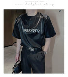 Riolio Summer High Street Men and Women Trendy Personalized Letter Printed Round Neck Short Sleeve Couple Harajuku Casual T-shirt Top