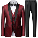 Riolio Coat Vest Pants 3 Piece Suit Set Luxury Groom Wedding Dress Party High End Waistcoat Slim Fit Lapel Blazer Jacket Men Trousers