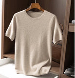 Riolio  Cashmere T-shirt Men Base Layer Merino Shirt Wicking Breathable Short T-shirt Luxury Clothing Big Size