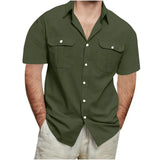 Riolio  Men's Short Sleeve Button-Down Shirt with Dual Pockets