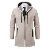 Riolio Men's Winter Padded Jacket Thick Fleece Long Jackets Coat Knitting Sweaters Hooded Zipper Cardigan Male Overcoat