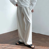 Riolio Summer Thin Linen Men's Pants Loose Straight Pants Korean Cotton Linen Casual Trousers Draped Wide-leg Pants Aesthetic Urban