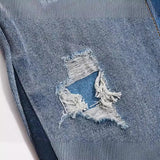 Riolio Patchwork Washed Wide Denim Jeans Y2k Street Wear Splicing Patches Damaged Flare Pants Jeans for Men