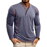 Riolio  Spring Autumn Long Sleeve T Shirt Men Henry Collar Casual Mens T-Shirts High Quality Male Fashion Patchwork Pullover Tees Tops