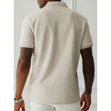 Riolio  Men's Heavyweight Polo Shirt Spring Summer Short-sleeved Jacquard T-shirt Turn-down Collar Casual Fashion Button Male Clothing