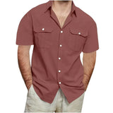 Riolio  Men's Short Sleeve Button-Down Shirt with Dual Pockets