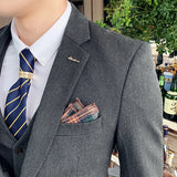 Riolio  S-7XL ( Blazer + Vest + Pants ) Brand Men's Formal Business Suit Three-piece Set Groom Wedding Party Dress Solid Color Plaid