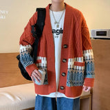 Riolio Autumn Knitted Sweater Men Causal Sweaters Coats Vintage Single Breasted Cardigans Mens Korean Oversized Loose Sweater Pullovers