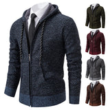 Riolio Men's trend in autumn and winter 2023 new plus velvet padded knit cardigan sweater coat