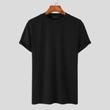 Riolio Handsome Well Fitting Tops New Men Knitted O-Neck Well Fitting T-shirts Casual Fashion Solid Short Sleeve Camiseta S-5XL