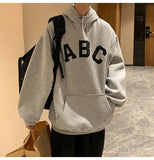 Riolio Letter Print ABC Men's Hoodies 2025 Autumn new sudadera hombre Korean Fashion Harajuku Pullover Hip Hop Long Sleeve Hooded