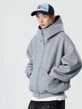 Riolio Hooded Cardigan Sweatirt Loose Casual Double Zipper Jaet for Teens Spring Autumn Seasonal Polyester Fiber Fce Lined