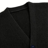 Riolio  New Luxury Casual Men Sweater Vest Leisure Trendy Knit V Neck Button-down Solid Color Sleeveless Cardigan Retro Basic Waistcoats
