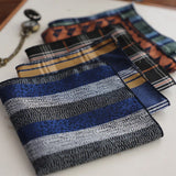 Riolio  24cm Korean Striped Plaid Pocket Square Men Young Boys Brown Casual Handkerchief Scarf Personalized Versatile Suit Pocket Towel