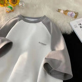 Riolio Street Hip-hop Men and Women Summer Street Personality Simple Color Contrast Loose Casual T-shirt Couple Retro Short Sleeved Top
