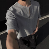 Riolio  Zip T Shirt Men Short Sleeve Summer Trendy Casual Fashion All-match Shirt