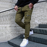 Riolio Cross-border Europe and the United States sports leisure zipper multi-pocket pants men's fitness running training pants manufact