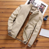 Riolio Autumn And Winter New Men's Fashion Aviator Jacket Fleece Thickened Warm Baseball Jacket Solid Color Zipper Large Size Top M-5XL