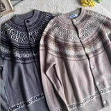 Riolio  New Japanese Retro Men Cardigan Luxury Ethnic Printed Knitted Slim-fit Long Sleeve Sweater Coats Autumn Premium Quality Knitwear