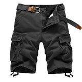 Riolio  Summer Cotton Cargo Shorts Men Multi Pocket Solid Color Mens Casual Shorts Fashion Military Knee Length Short Pants No Belt