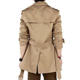 Riolio Autumn And Winter Mens Mid-Length Trench Coat Elegant British Solid Color Coat Korean Style Double-Breasted Casual Trench Coat