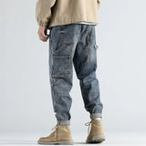 Riolio Fashion Retro Straight Loose Large Size Cargo  Jeans Men's Brand Autumn Winter Casual Small Feet Long Baggy Harem Pants