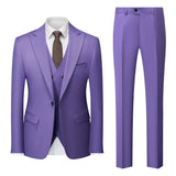 ( Jacket + Vest + Pants ) Solid Color Office Business Formal Men's Suit Three Piece Set Groom Wedding Dress Party Tailcoat