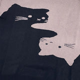 Riolio  Autumn/Winter New Color-Block Cat-Print Knit Sweater for Women - Loose and Casual Style Student Pullover