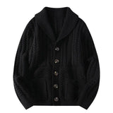 Riolio Korean Version Retro Hand-woven Twisted Twisted Sweater Men's Spring Autumn Thickened Sweater Lapel Cardigan Trendy Jacket Chic