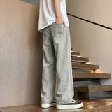Riolio  Spring and Autumn New Fashion Trendy American Vintage Ripped Straight Leg Jeans Men's Casual Loose Sporty High Quality Jeans