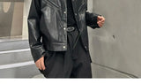 Riolio American Retro Shoulder Pad Short Leather Jacket Men's Spring Deconstruction High-end Fashion Trend Vintage Motorcycle Jacket